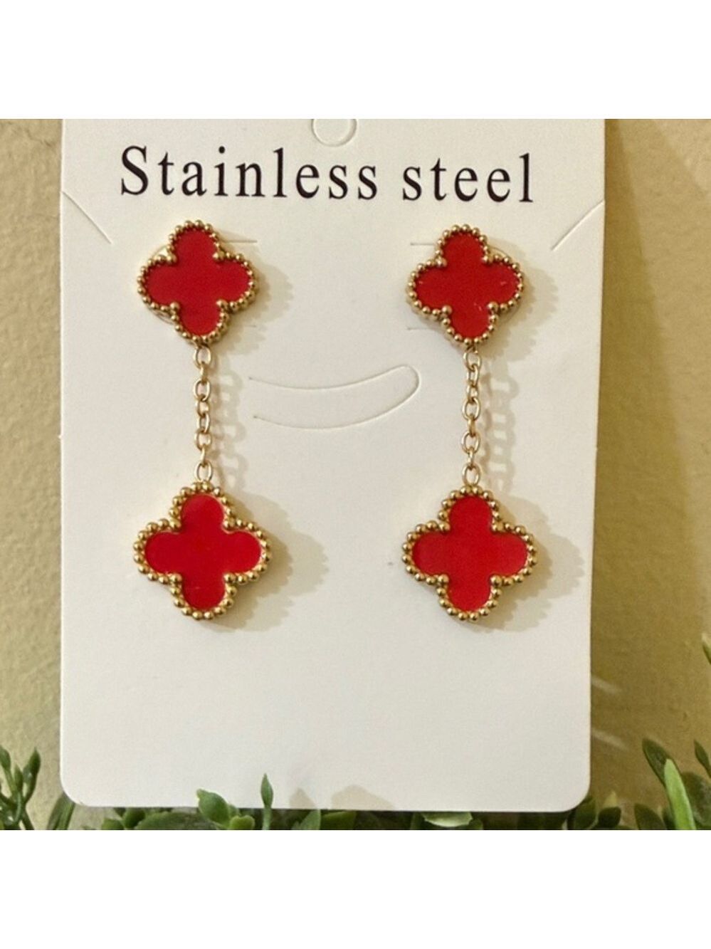True stainless steel earrings women’s clover earrings